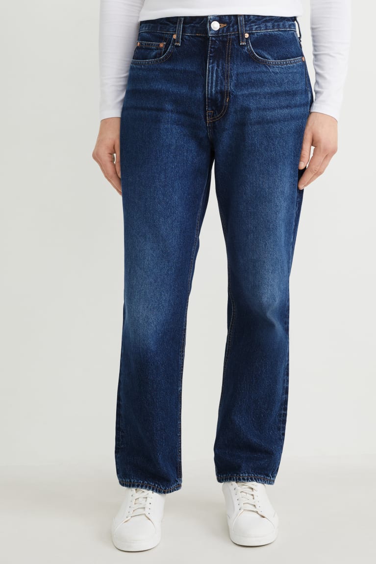 Denim Dark Blue C&A Relaxed Men's Jeans | JUQSP-7296