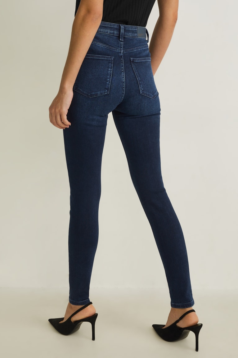 Denim Dark Blue C&A Skinny High Rise Lycra® Women's Jeans | SQVIM-6587