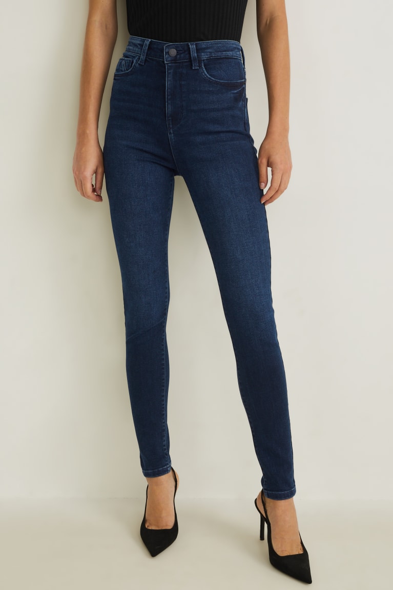 Denim Dark Blue C&A Skinny High Rise Lycra® Women's Jeans | SQVIM-6587