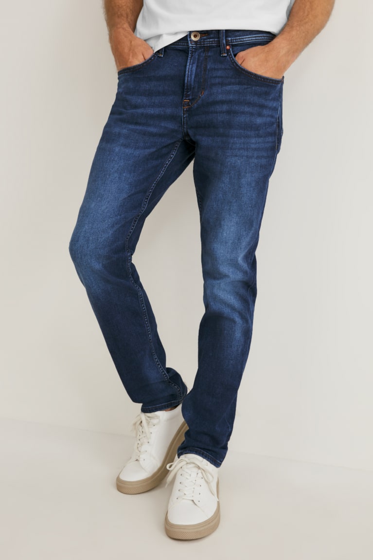 Denim Dark Blue C&A Slim Coolmax® Ecomade Lycra® Men's Jeans | YQAZD-5419