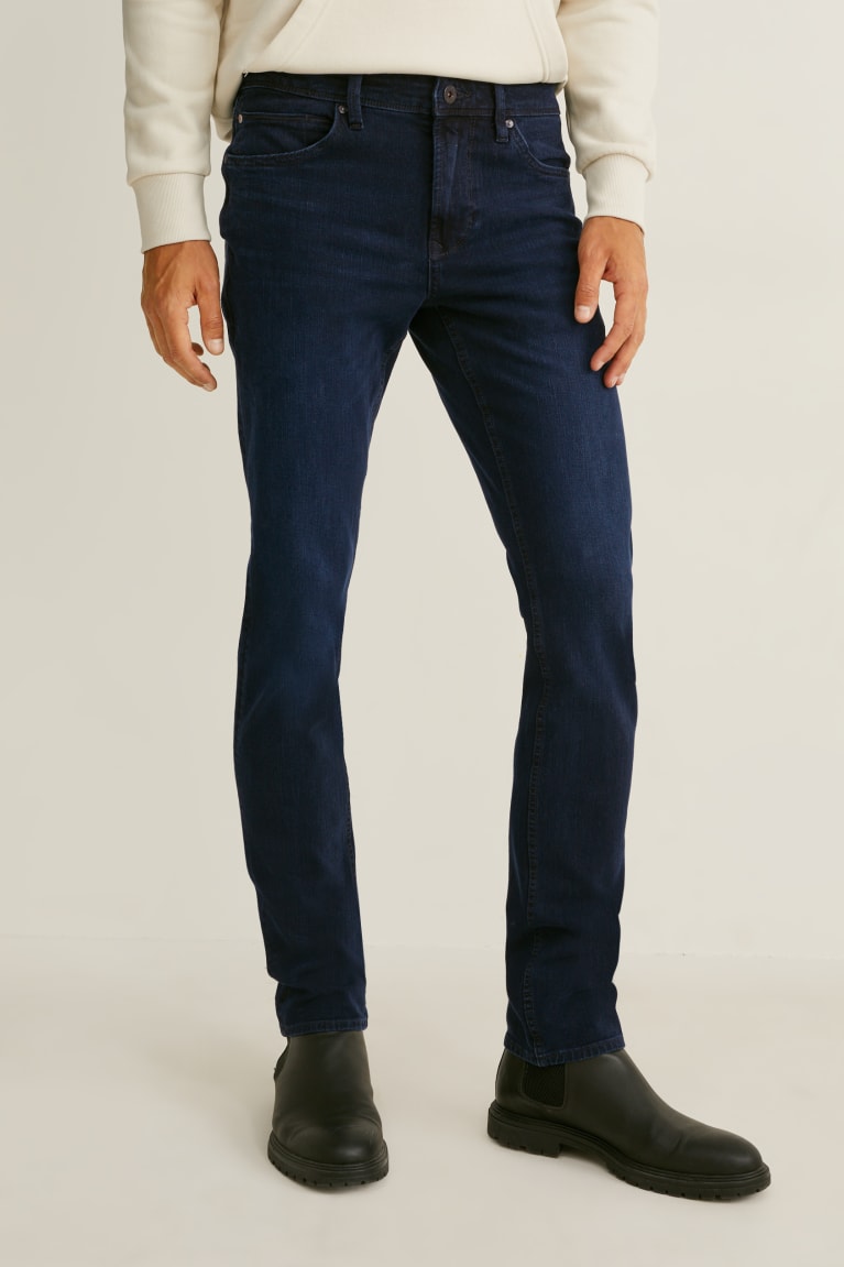 Denim Dark Blue C&A Slim Flex Lycra® Men's Jeans | LOYTE-5192