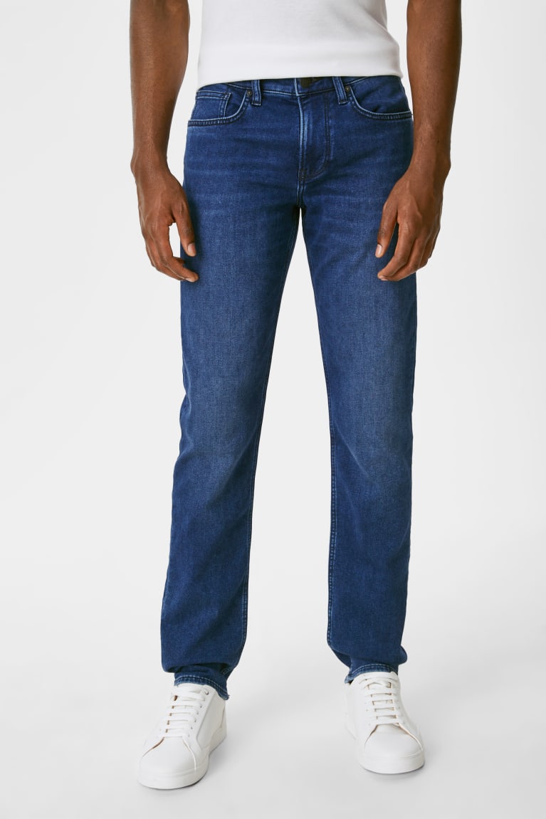 Denim Dark Blue C&A Slim Jog Denim Men's Jeans | YKLQU-0382