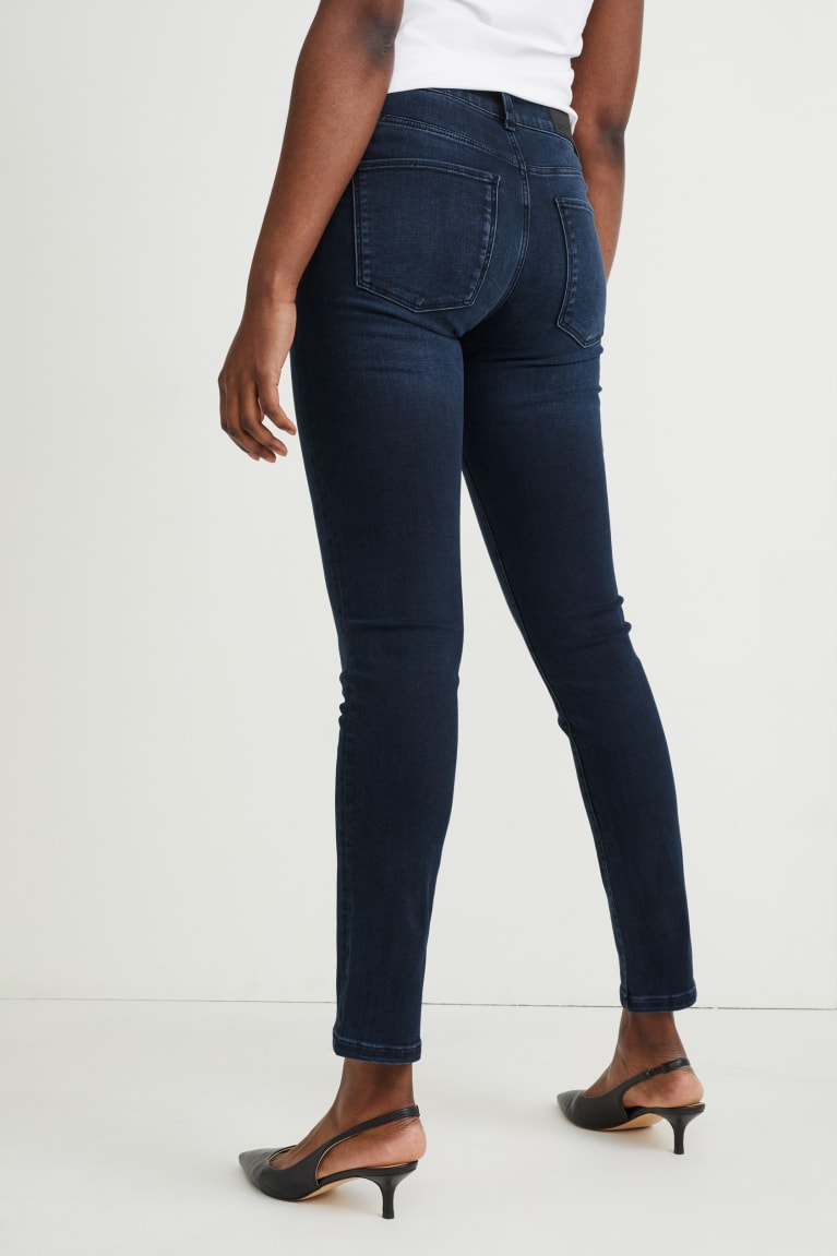 Denim Dark Blue C&A Slim Mid-rise Waist Lycra® Recycled Women's Jeans | QAVCP-6081