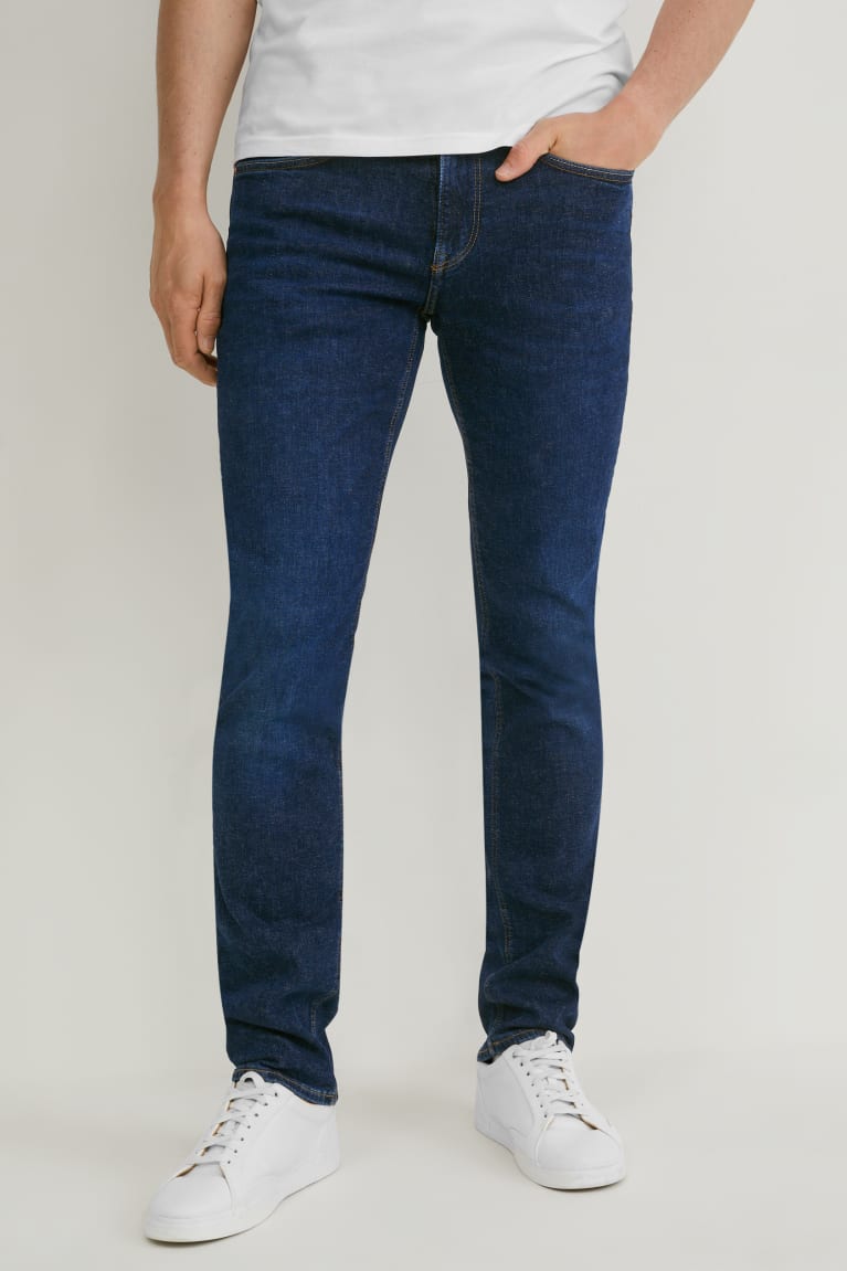 Denim Dark Blue C&A Slim With Hemp Fibres Lycra® Men's Jeans | PNOCK-3528