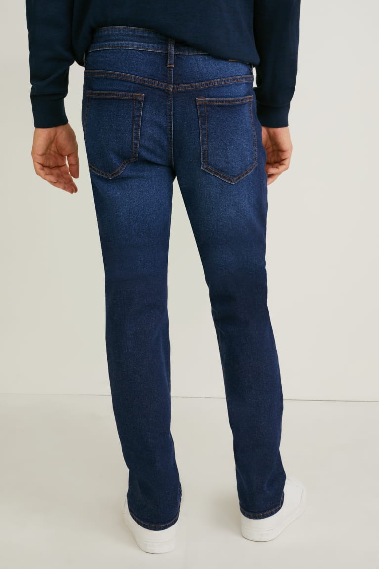 Denim Dark Blue C&A Straight Lycra® Men's Jeans | DGICO-7532