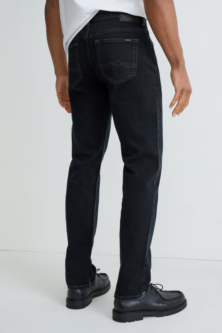 Denim Dark Blue C&A Straight Lycra® With Recycled Cotton Men's Jeans | SXTAB-1956