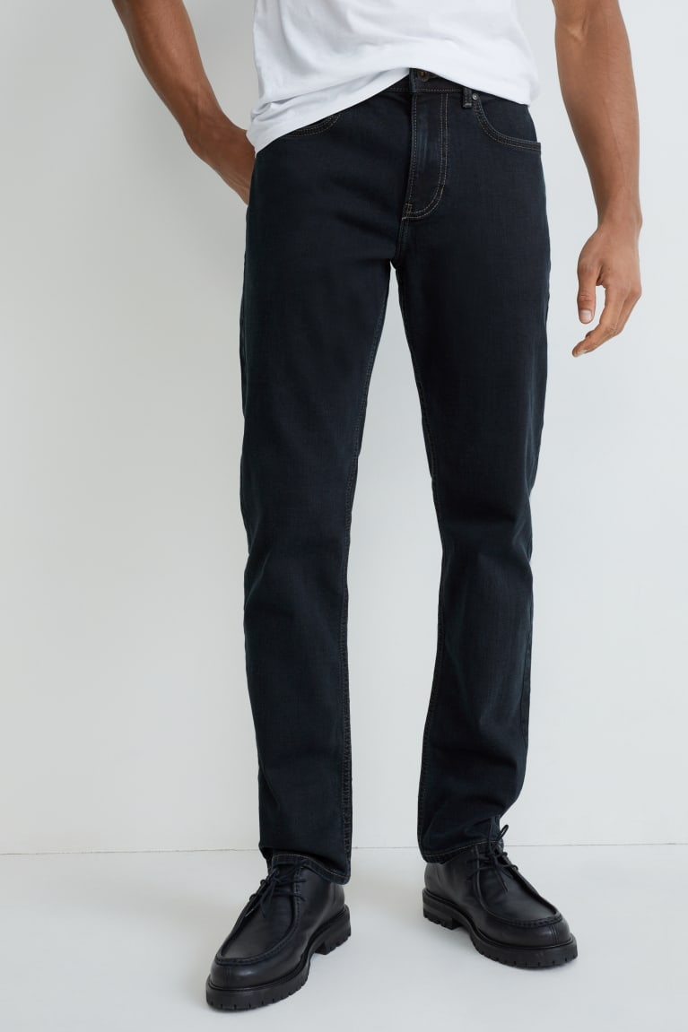 Denim Dark Blue C&A Straight Lycra® With Recycled Cotton Men's Jeans | SXTAB-1956