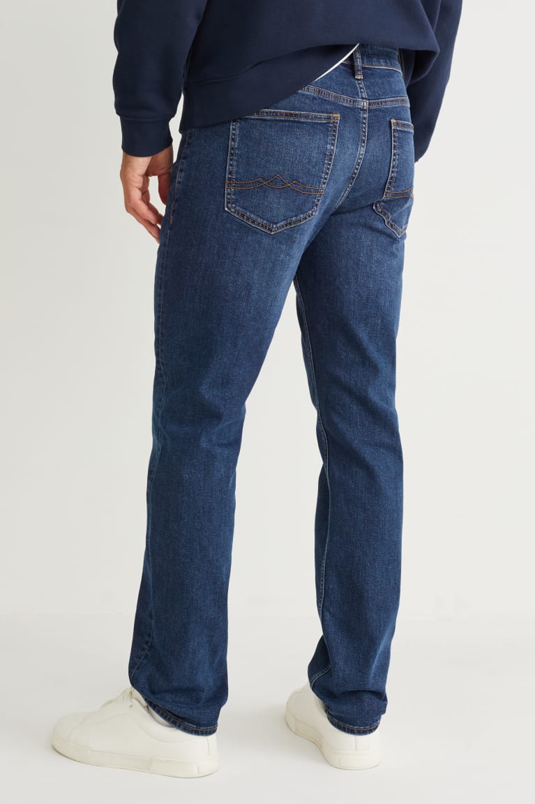 Denim Dark Blue C&A Straight Organic Cotton Men's Jeans | DHATS-1296