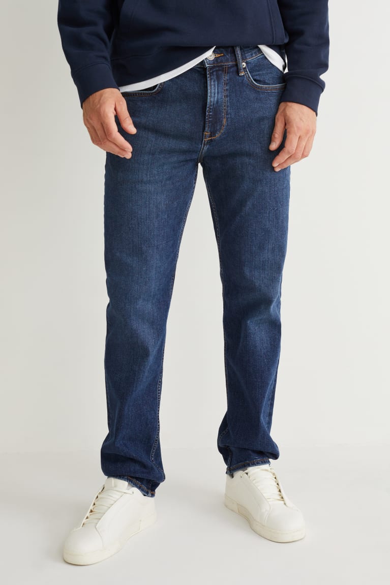 Denim Dark Blue C&A Straight Organic Cotton Men's Jeans | DHATS-1296