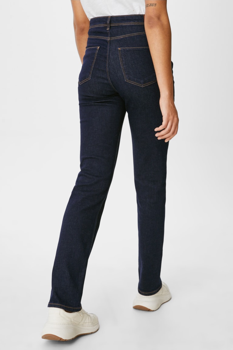 Denim Dark Blue C&A Straight Super High Waist Recycled Women's Jeans | RIYLN-7839