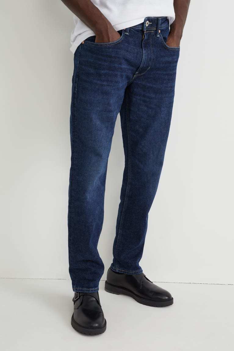 Denim Dark Blue C&A Tapered With Hemp Fibres Lycra® Men's Jeans | JKDEZ-4619