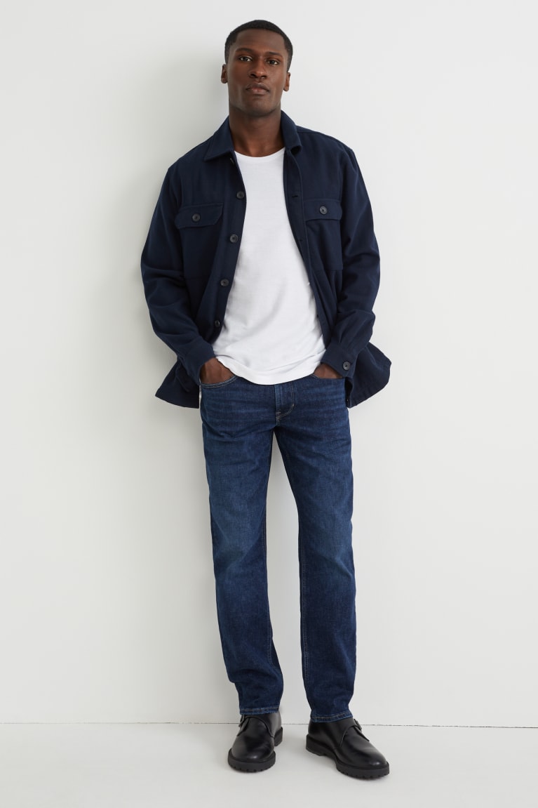 Denim Dark Blue C&A Tapered With Hemp Fibres Lycra® Men\'s Jeans | JKDEZ-4619