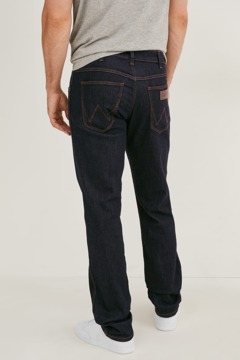 Denim Dark Blue C&A Wrangler Straight Men's Jeans | HNLPB-3602