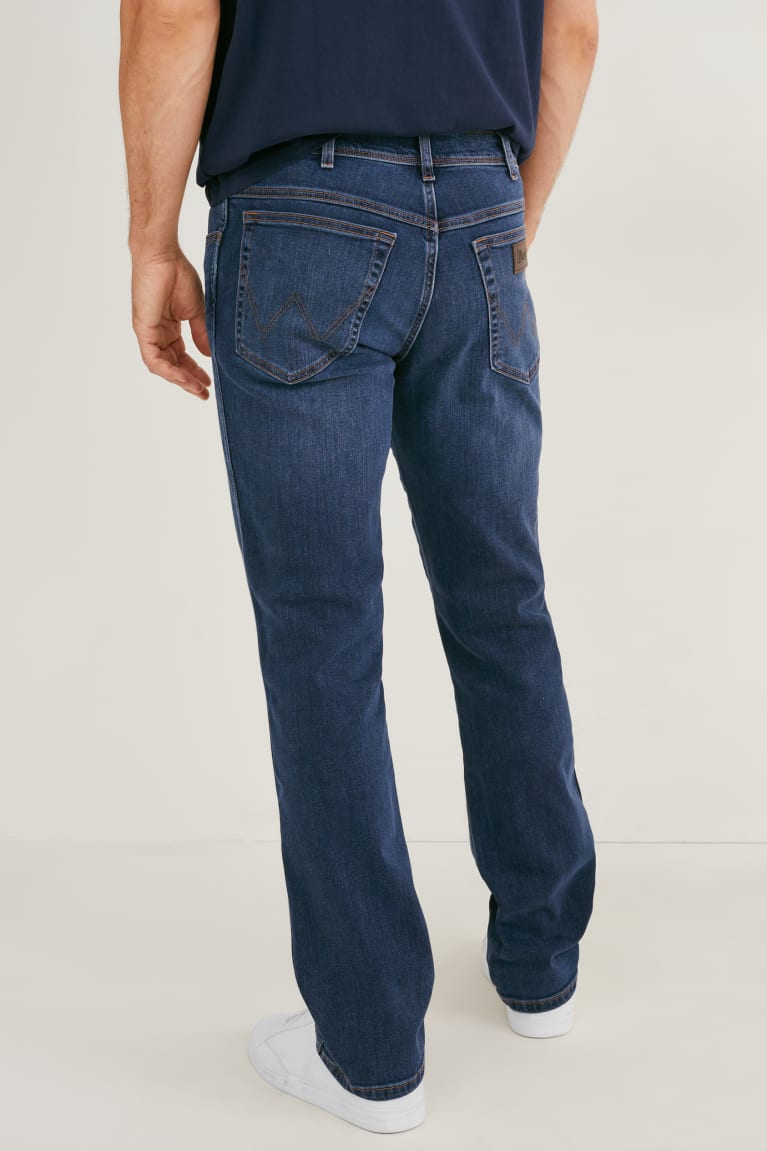 Denim Dark Blue C&A Wrangler Straight Men's Jeans | KBFQA-1389