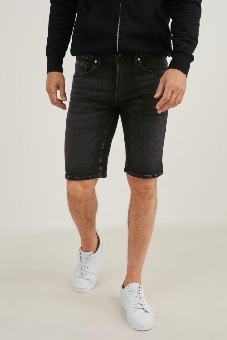 Denim Dark Gray C&A Denim Bermuda Flex Jog Denim Men's Shorts | XUNYF-9643