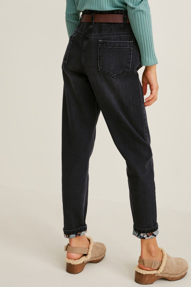 Denim Dark Gray C&A Regular Fit With Belt Girls' Trousers | CNFZD-2860