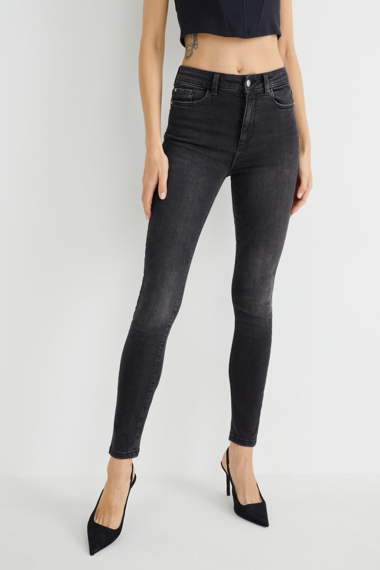 Denim Dark Gray C&A Skinny High Waist Lycra® Women's Jeans | OXJNF-4236