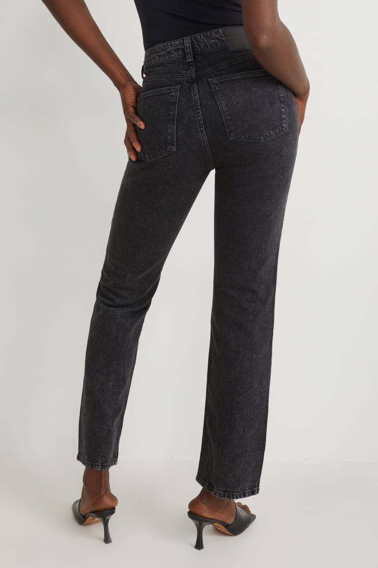 Denim Dark Gray C&A Straight High Waist Lycra® Women's Jeans | ECUIF-4753