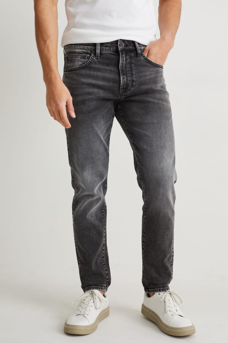 Denim Dark Gray C&A Tapered Lycra® Recycled Men's Jeans | BXFIH-6758