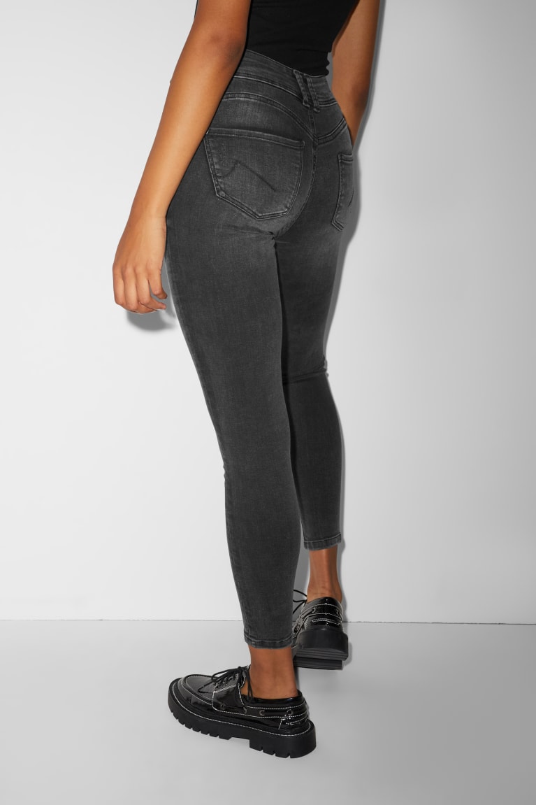 Denim Gray C&A Clockhouse Skinny Mid-rise Waist Lycra® Recycled Women's Jeans | NOMJG-0268