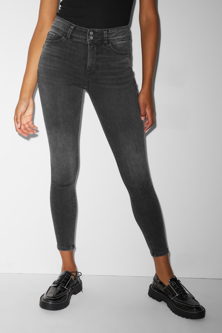 Denim Gray C&A Clockhouse Skinny Mid-rise Waist Lycra® Recycled Women's Jeans | NOMJG-0268