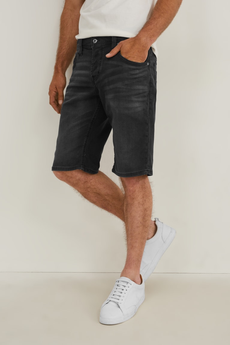 Denim Gray C&A Mustang Denim Chicago Men's Shorts | AVRXB-4609