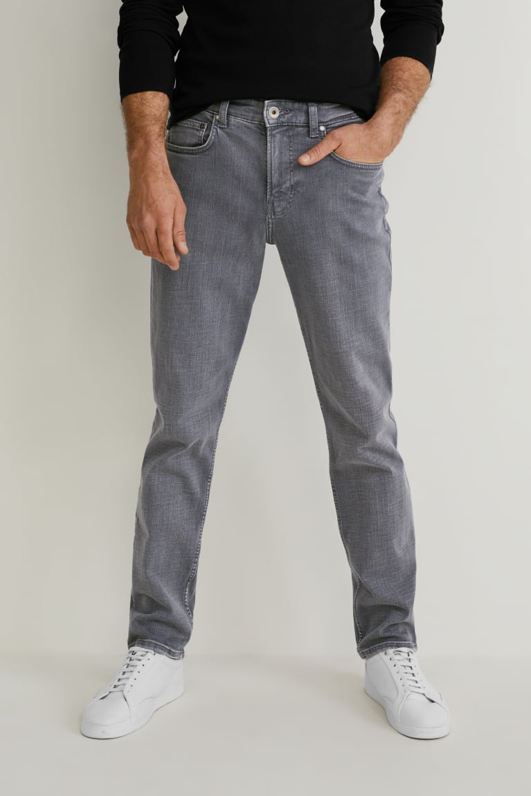 Denim Gray C&A Straight Lycra® Men's Jeans | DISVH-5436