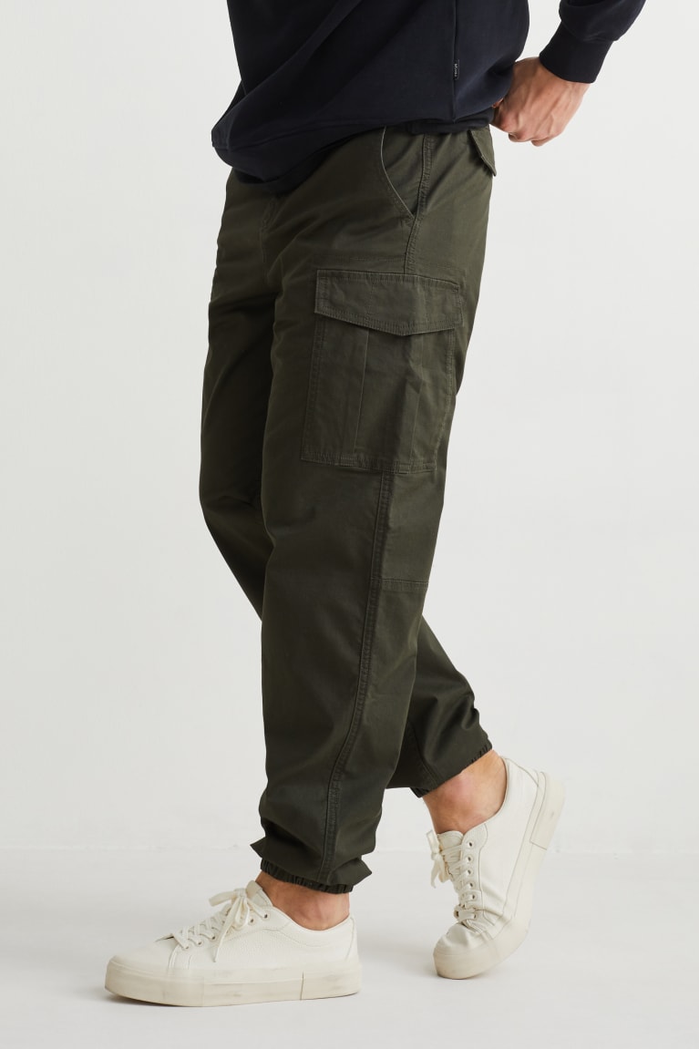 Denim Green C&A Cargo Regular Fit Lycra® Men's Trousers | UDJXV-6147