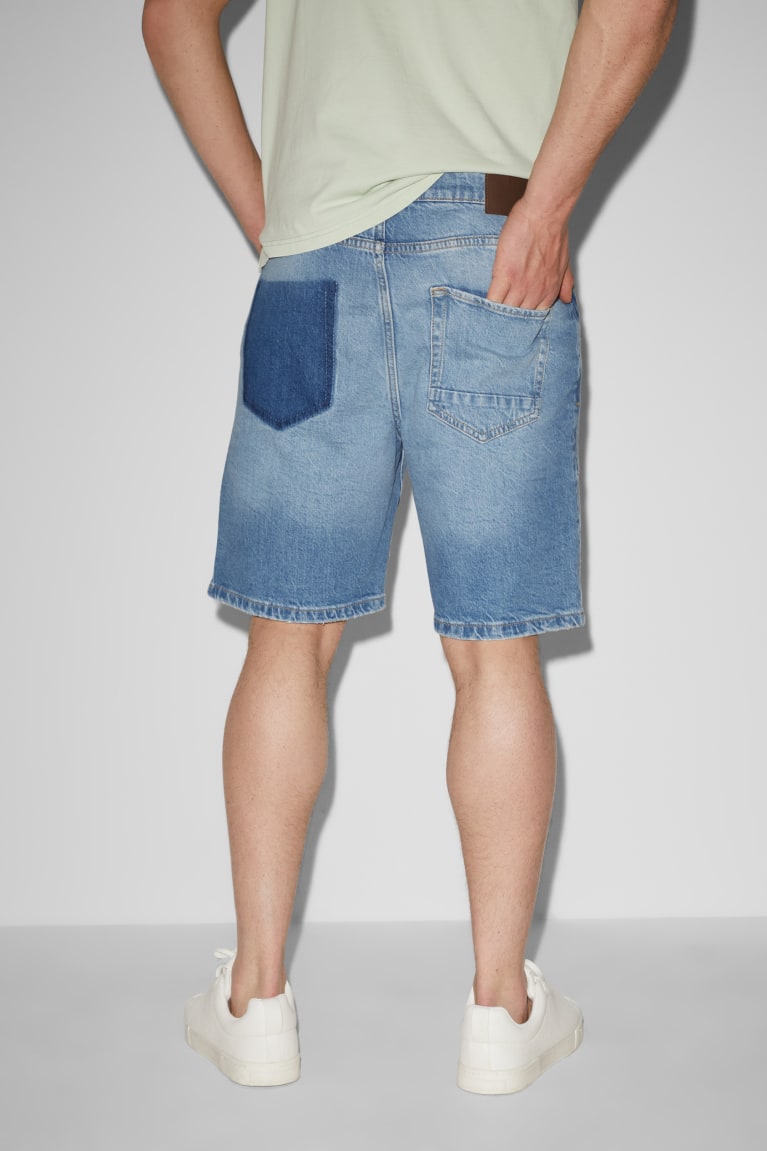 Denim Light Blue C&A Clockhouse Denim Recycled Men's Shorts | MIHTG-4871