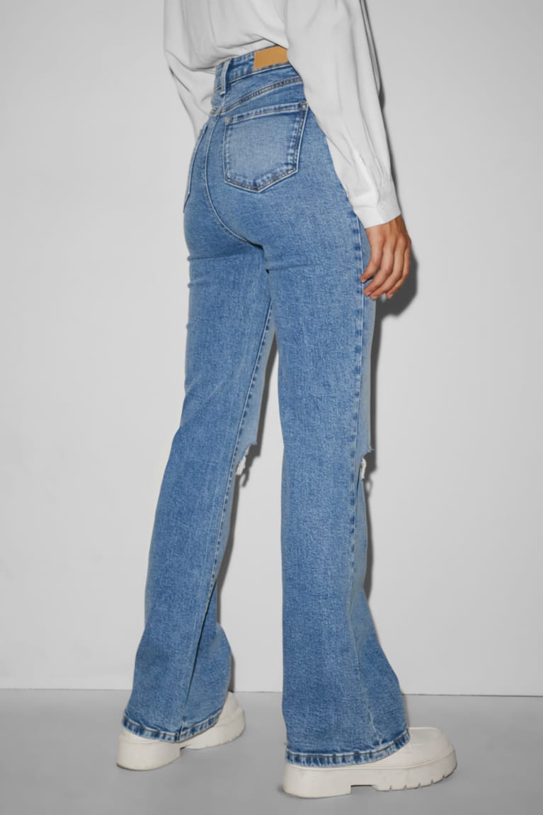 Denim Light Blue C&A Clockhouse Flared High Waist Women's Jeans | PVRQC-8421