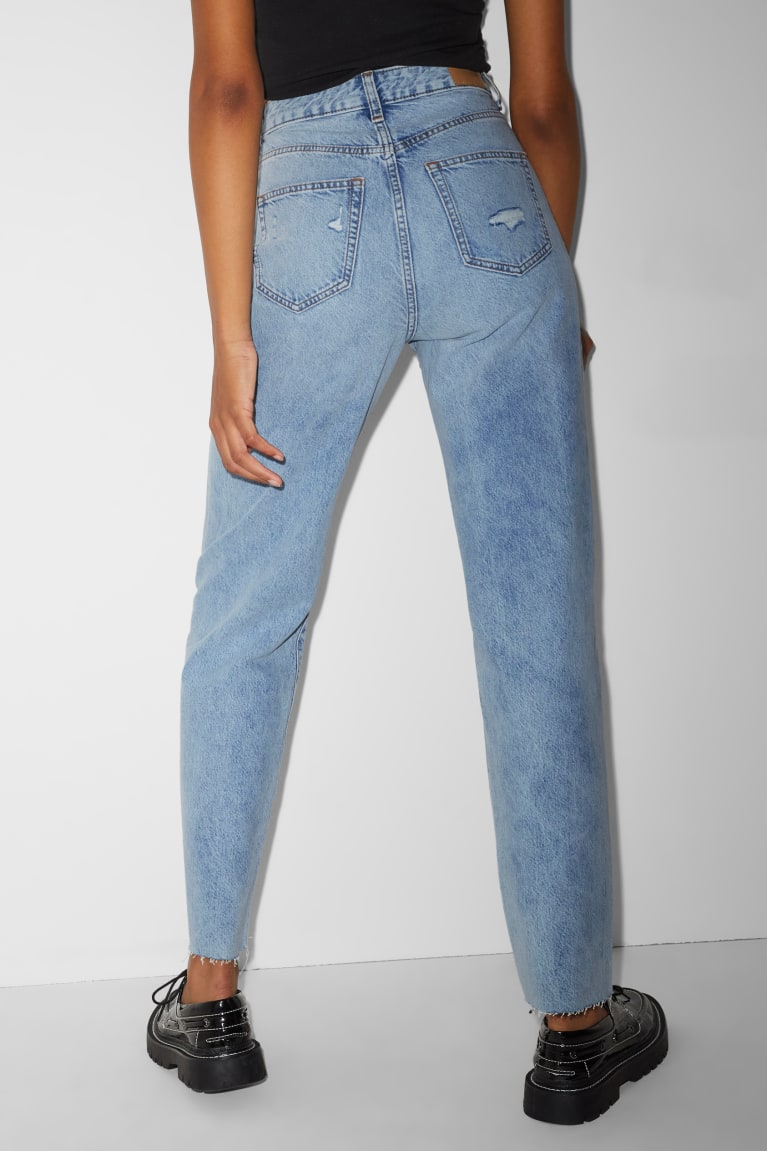 Denim Light Blue C&A Clockhouse Loose Fit High Waist Women's Jeans | ARMQY-5846