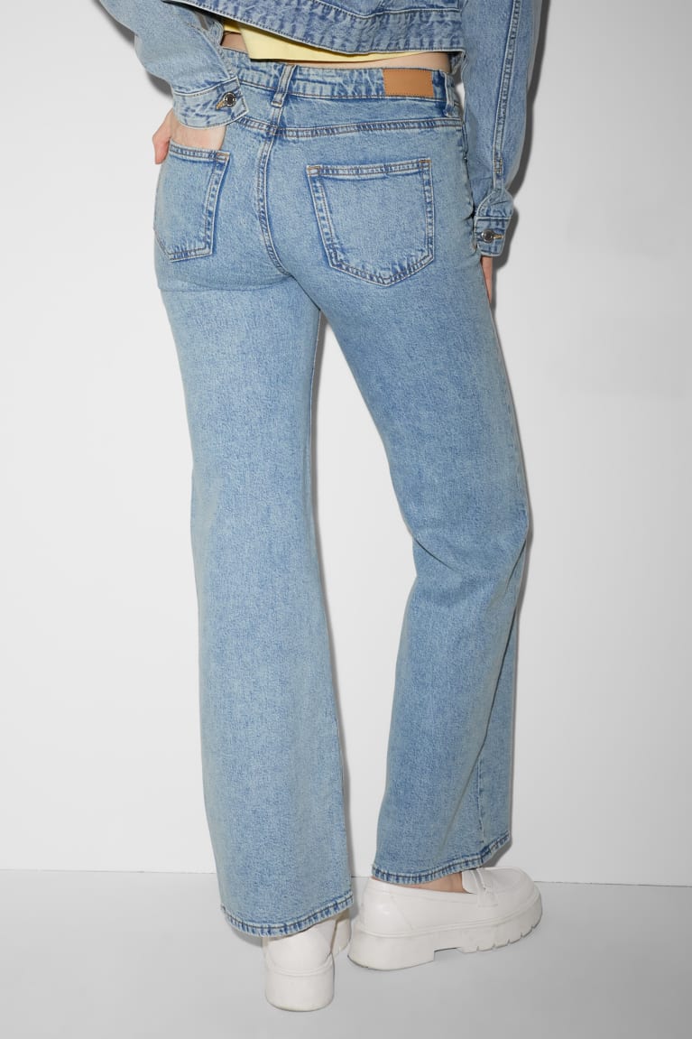 Denim Light Blue C&A Clockhouse Wide Leg High Waist Recycled Women's Jeans | UFCRT-0276