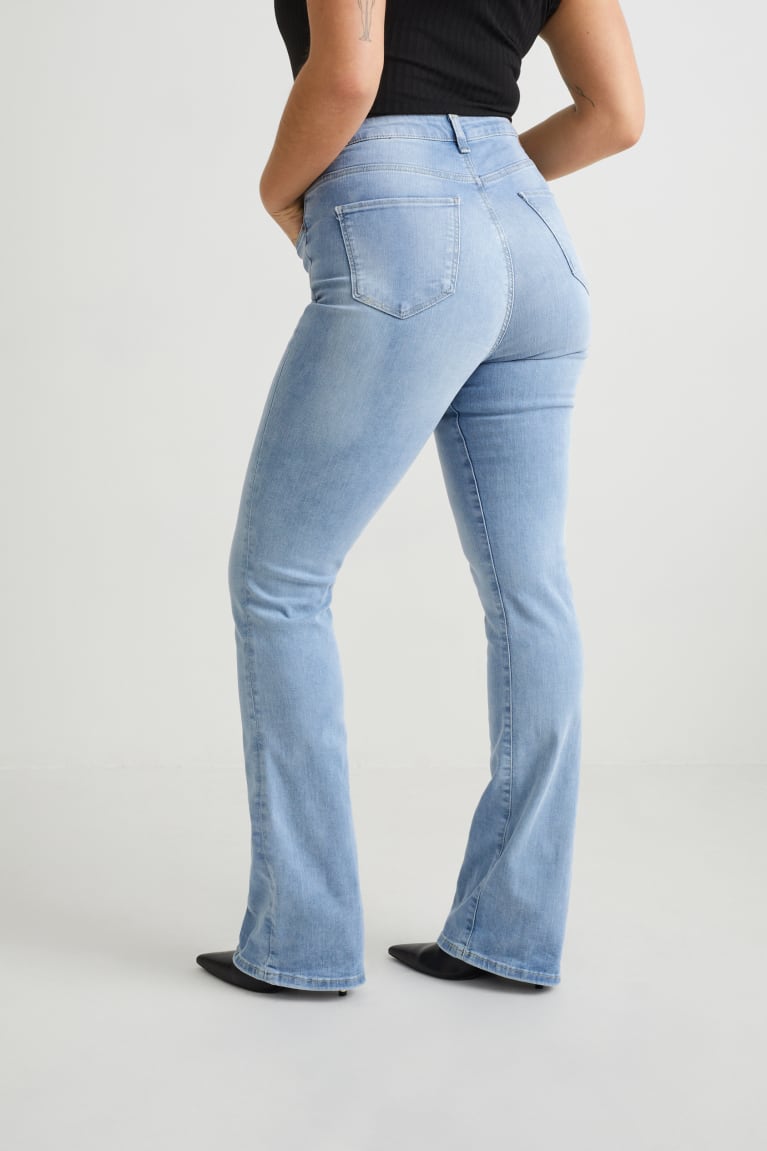 Denim Light Blue C&A Curvy High Waist Bootcut Lycra® Women's Jeans | SMZLO-4603