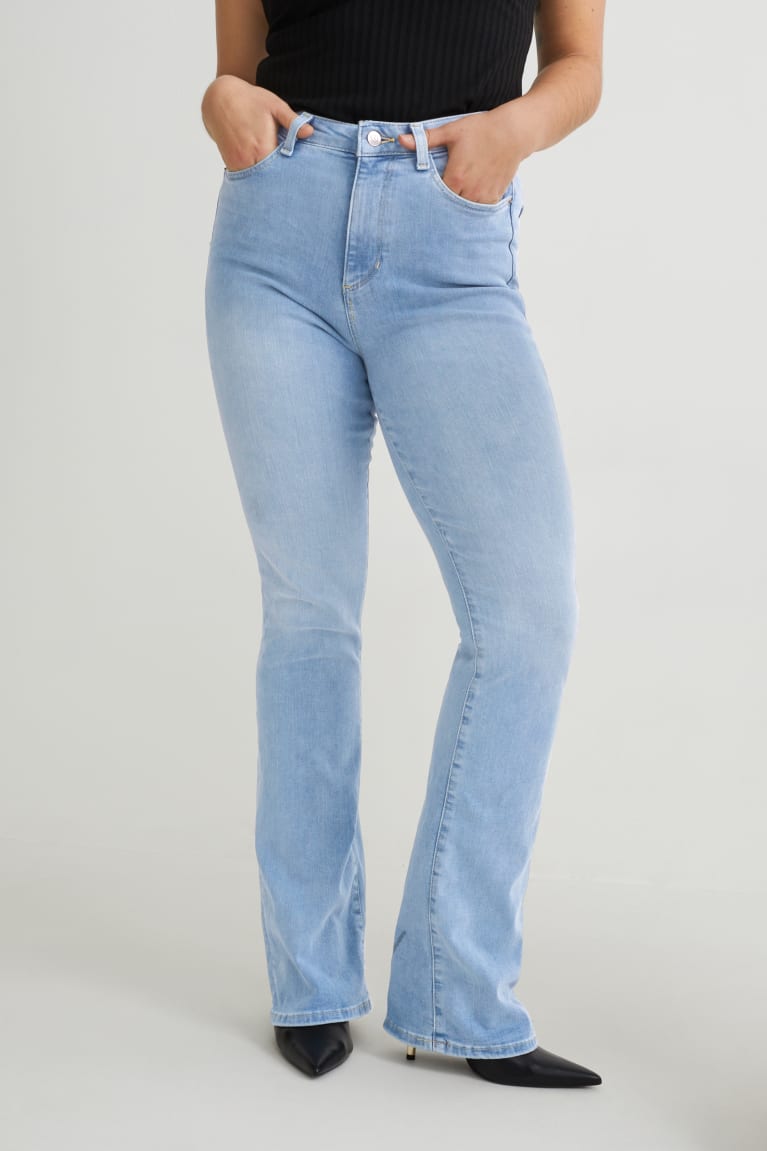 Denim Light Blue C&A Curvy High Waist Bootcut Lycra® Women's Jeans | SMZLO-4603