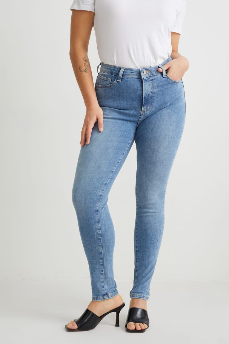 Denim Light Blue C&A Curvy High Waist Skinny Fit Lycra® Recycled Women's Jeans | OPXLS-4935