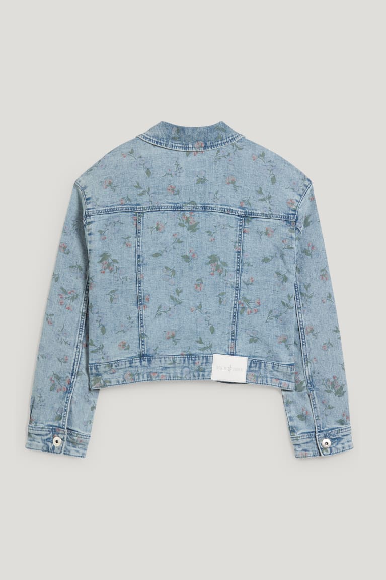 Denim Light Blue C&A Denim Floral Girls' Jackets | GFZHX-2135