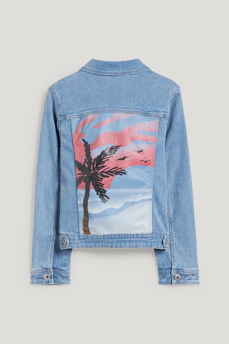 Denim Light Blue C&A Denim Girls' Jackets | ILHOB-2984