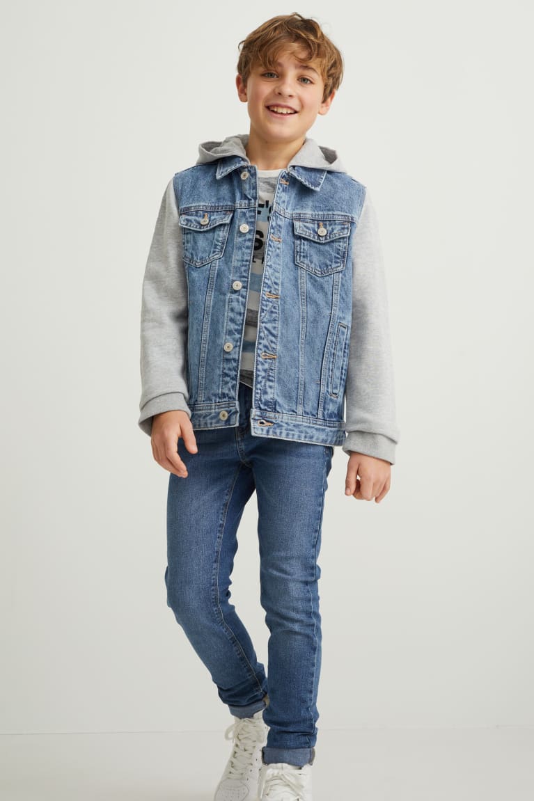 Denim Light Blue C&A Denim With Hood Girls' Jackets | ZKOQC-3017