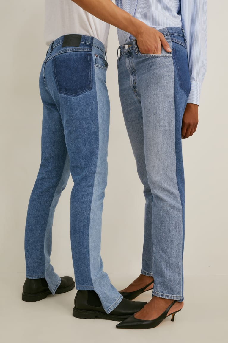 Denim Light Blue C&A E.L.V. Denim Straight High Waist Genderneutral Recycled Women's Jeans | RVEKM-7365