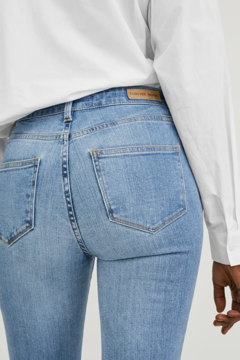 Denim Light Blue C&A Made In Eu Flared High Waist Organic Cotton Women's Jeans | KXPMD-5176