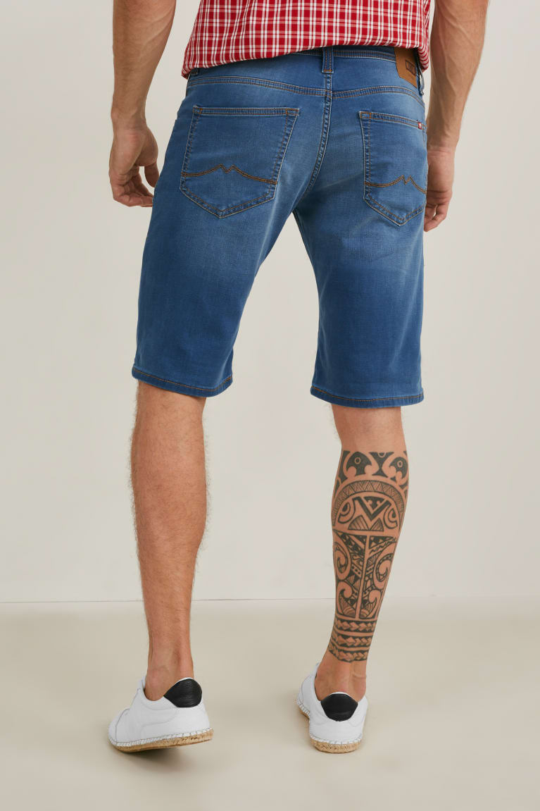 Denim Light Blue C&A Mustang Denim Bermuda Chicago Men's Shorts | IVRGY-2968