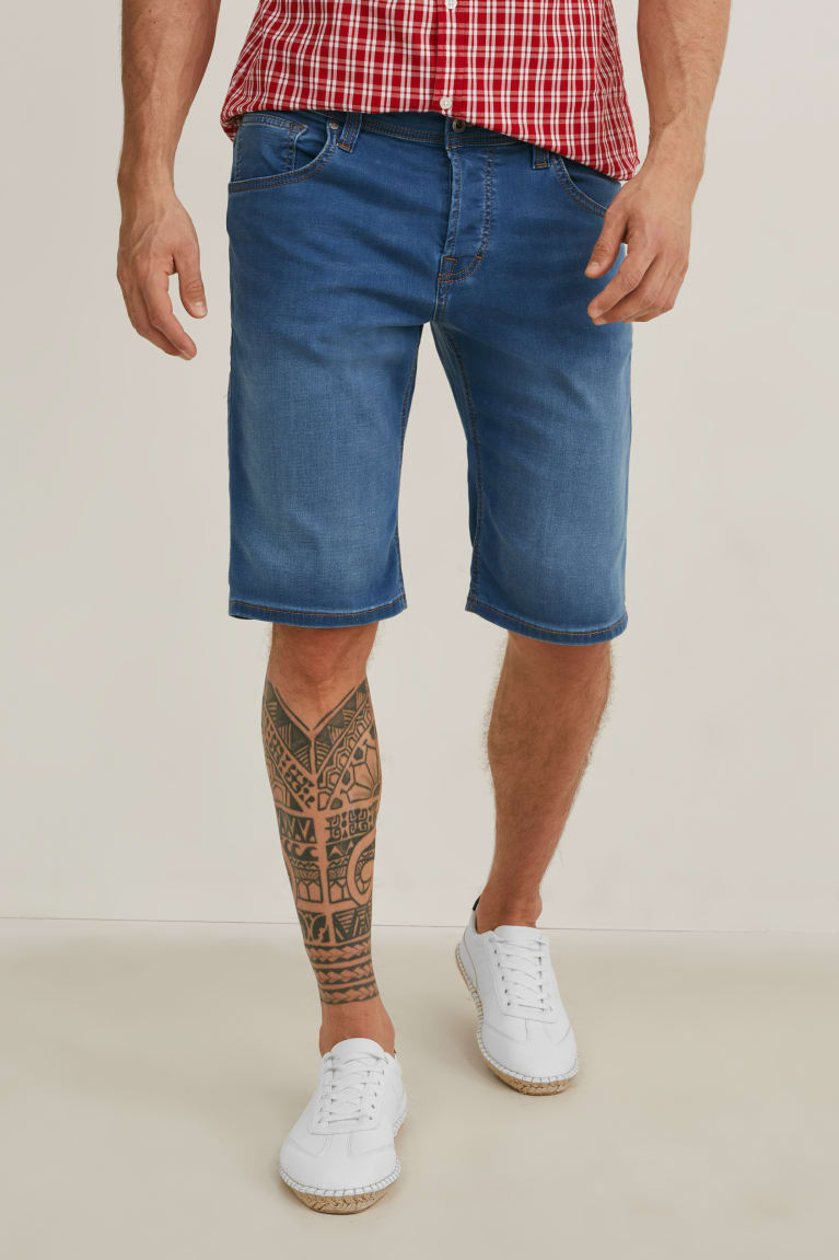 Denim Light Blue C&A Mustang Denim Bermuda Chicago Men's Shorts | IVRGY-2968