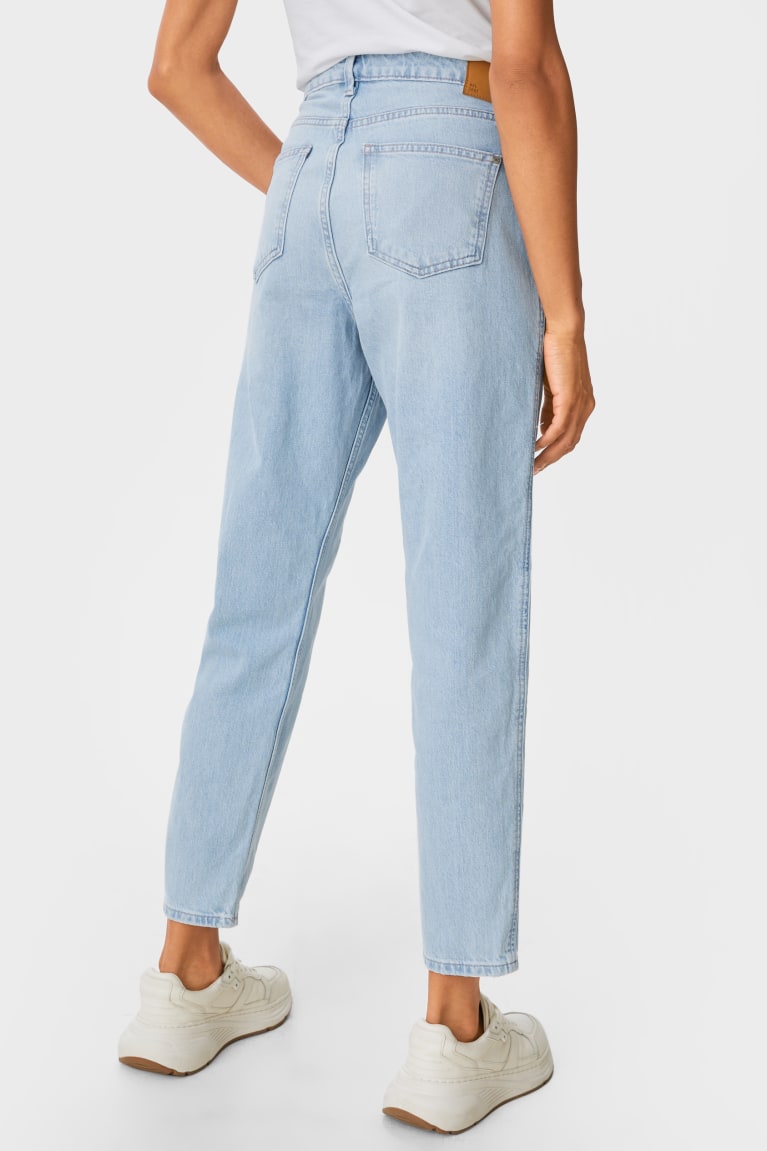 Denim Light Blue C&A Premium Straight Tapered Women's Jeans | LMOEZ-2187