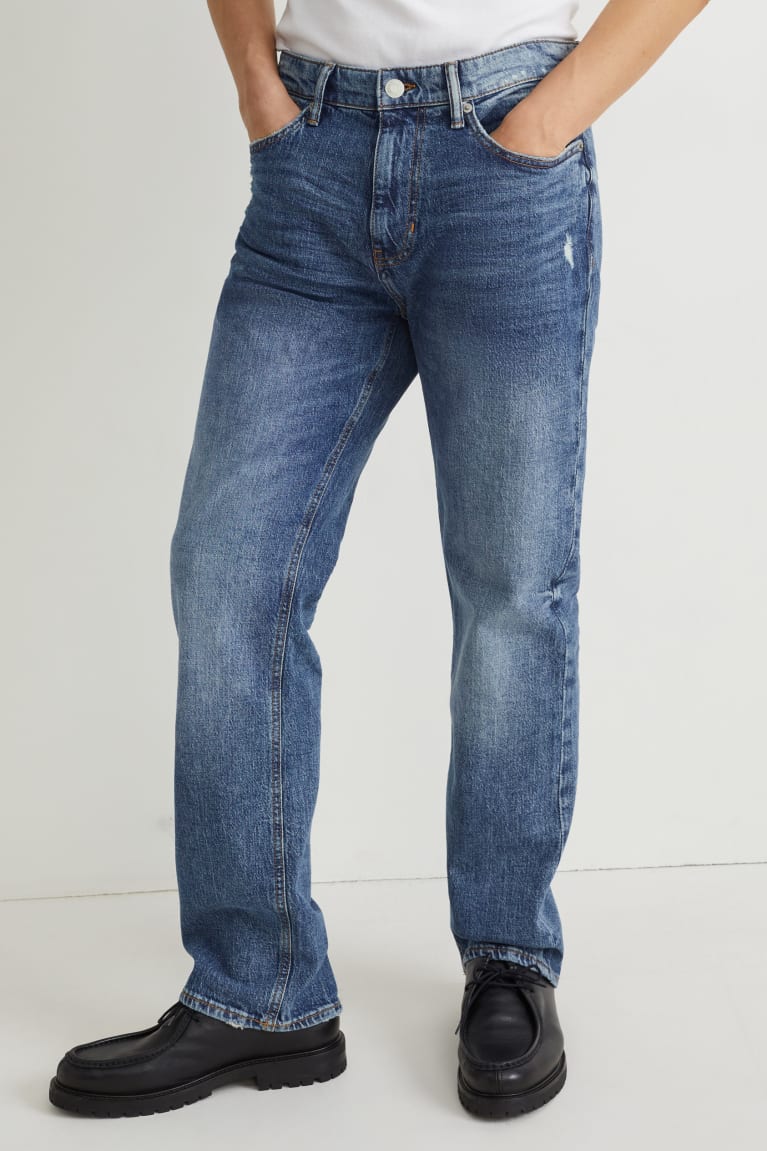 Denim Light Blue C&A Regular Lycra® With Recycled Cotton Men's Jeans | UZEJV-8179