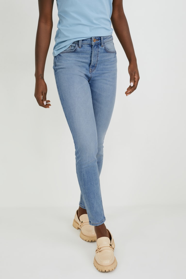 Denim Light Blue C&A Skinny High Waist Shaping Recycled Women's Jeans | NYEIS-4639