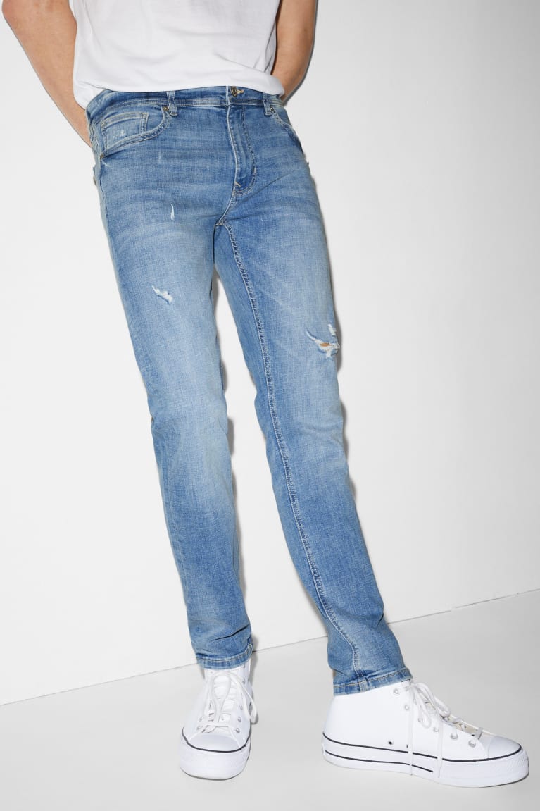 Denim Light Blue C&A Skinny Lycra® With Recycled Cotton Men's Jeans | GEZSU-8647