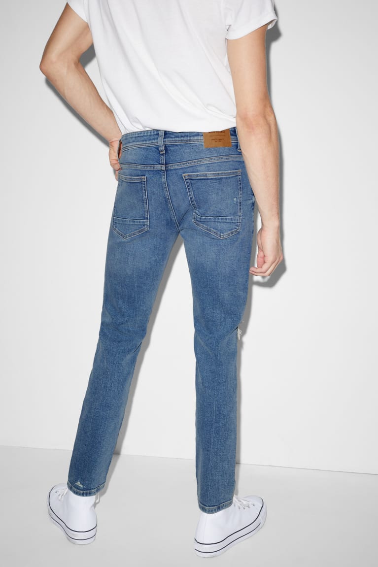 Denim Light Blue C&A Skinny With Recycled Cotton Men's Jeans | PXZDG-0869