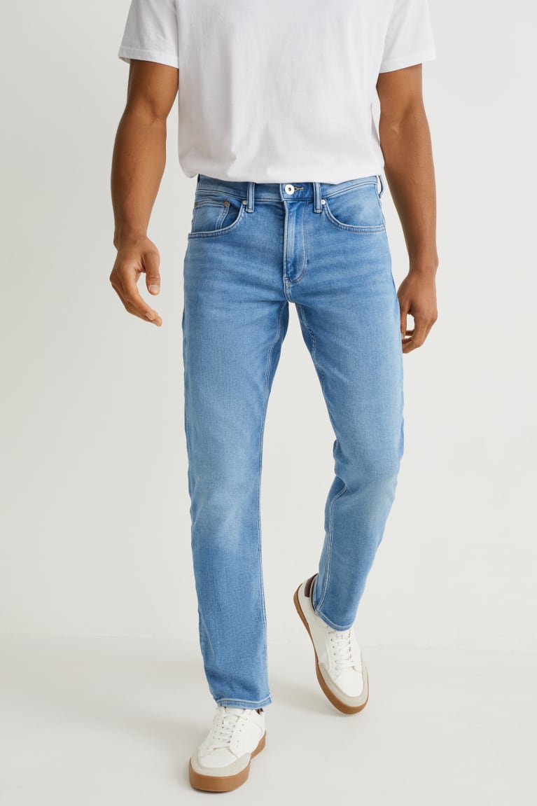 Denim Light Blue C&A Slim Flex Jog Denim With Organic Cotton Men's Jeans | FGTQN-3154