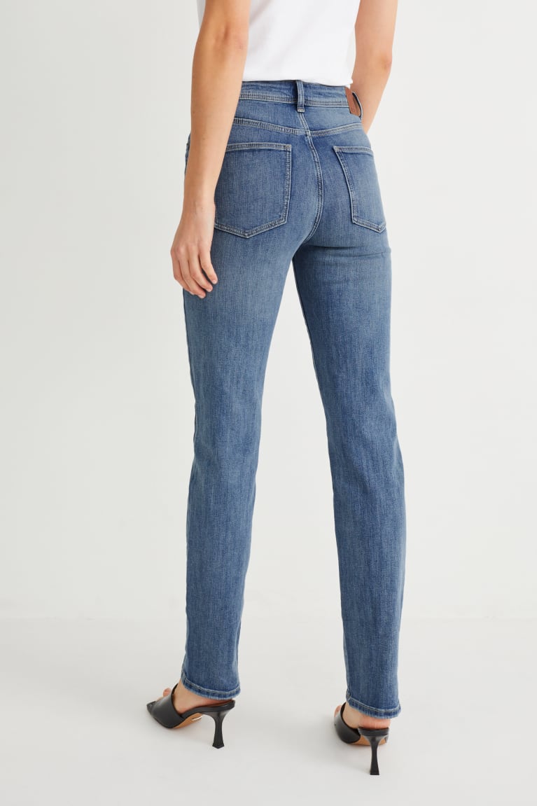 Denim Light Blue C&A Straight High Waist Women's Jeans | SYXZO-1793