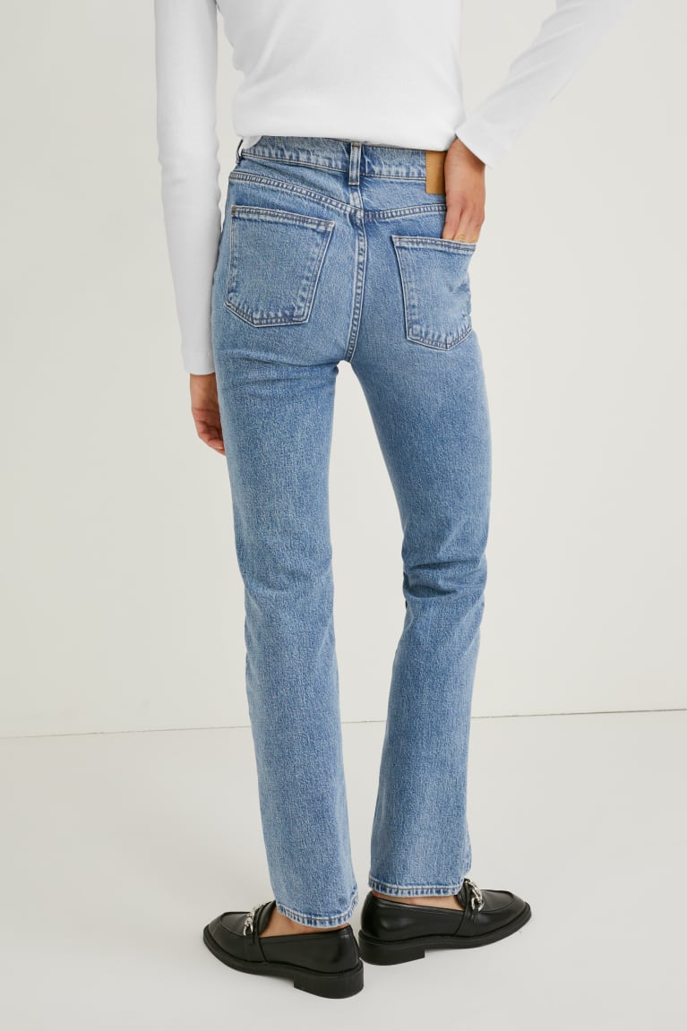 Denim Light Blue C&A Straight High Waist Recycled Women's Jeans | WOIMS-2643